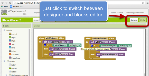 The blocks editor runs in the browser!